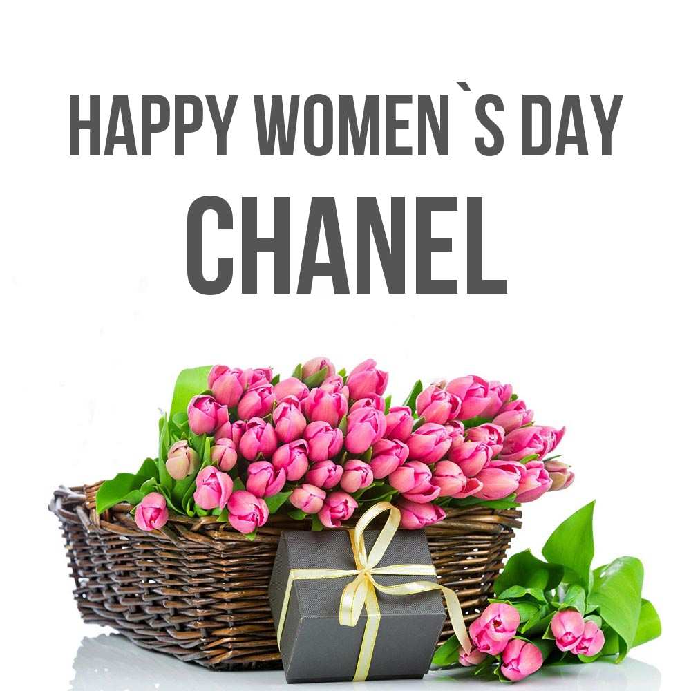 Greetings card с именем, Chanel happy women`s day цветы Greetings with text for free download 